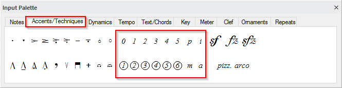 fingering - input palette