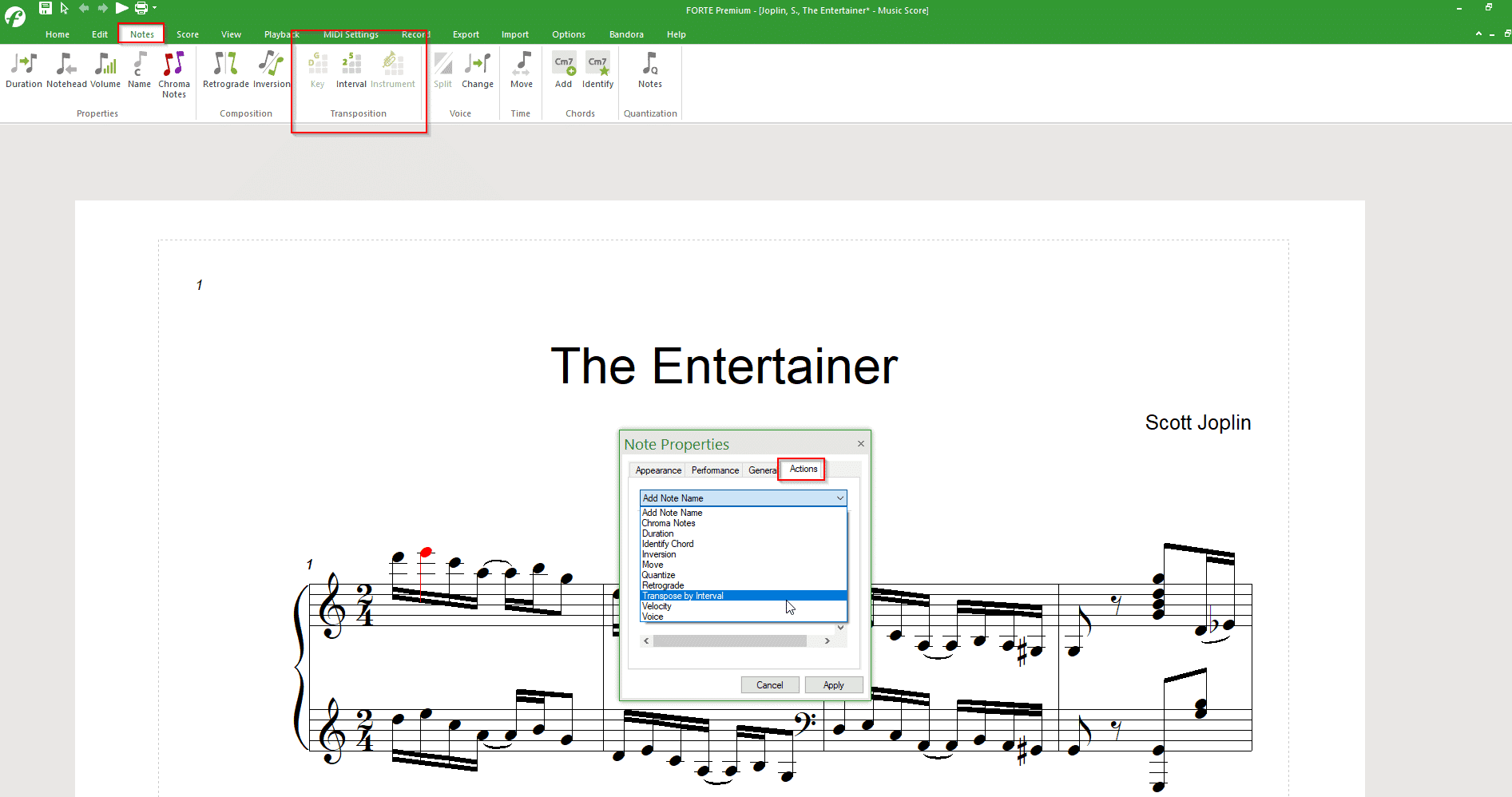 Transposing Music with the Transposition Software FORTE [Updated for